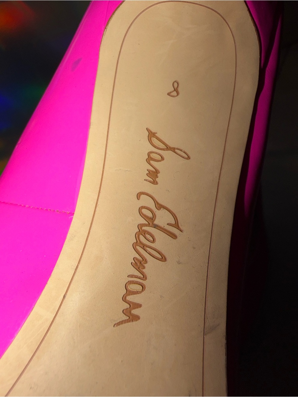 SAM EDELMAM Neon Pink Patent 4" High Heel Shoes Pointy Toe Pump US Ladies 8. - Picture 4 of 5